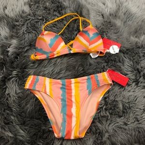 Gossip | Women's Hipster Bikini Set | Grapefruit | Stripes | Small